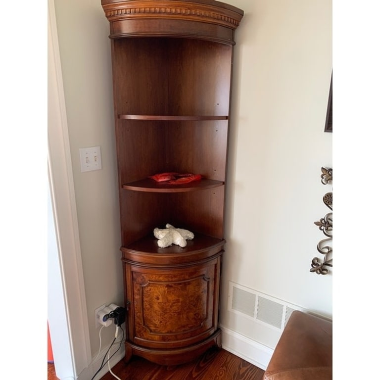 Handmade Butler Dowling Olive Ash Burl Corner Cabinet - Bed Bath ... regarding How Butler Dowling 1 Door Corner Cabinets Transform Small Space Organization