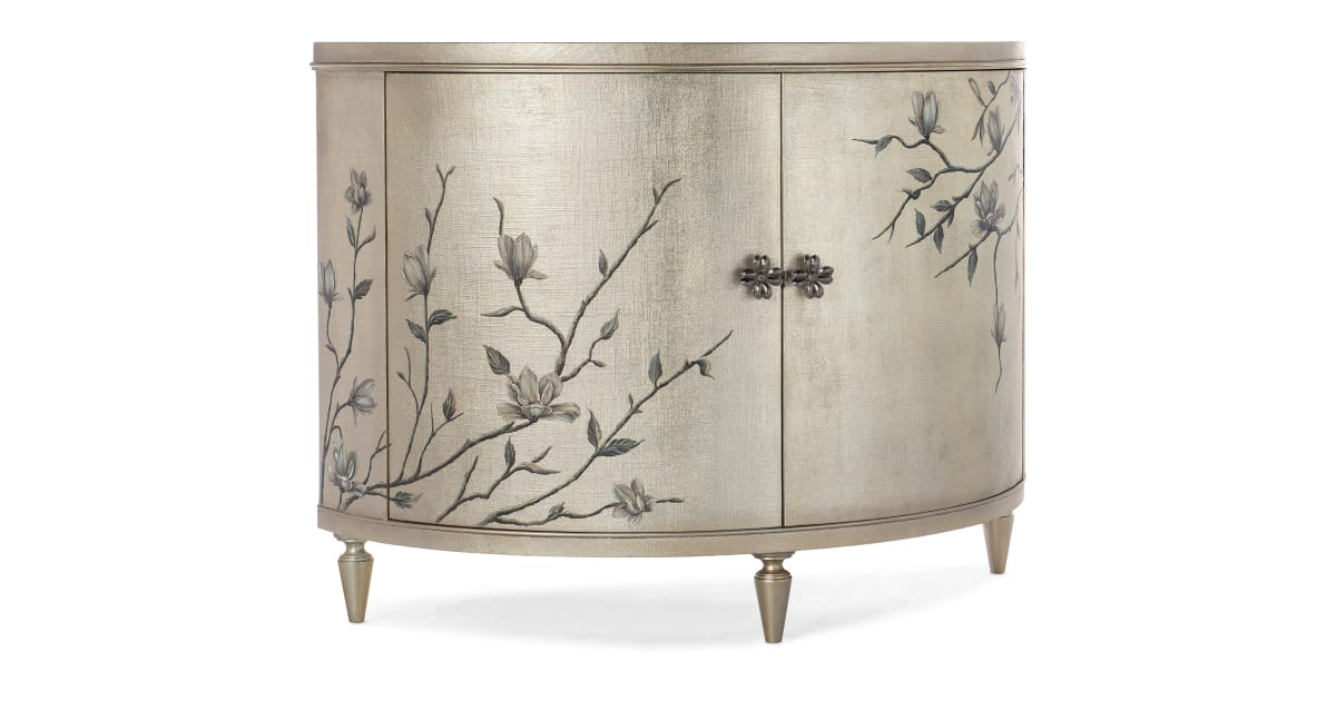 Hooker Furniture 628-85645-92 Melange 50" Wide Silver Leaf Accent ... pertaining to Hooker Furniture 628-85126-92 Melange 48"W 2 Door Mango Wood - German Silver