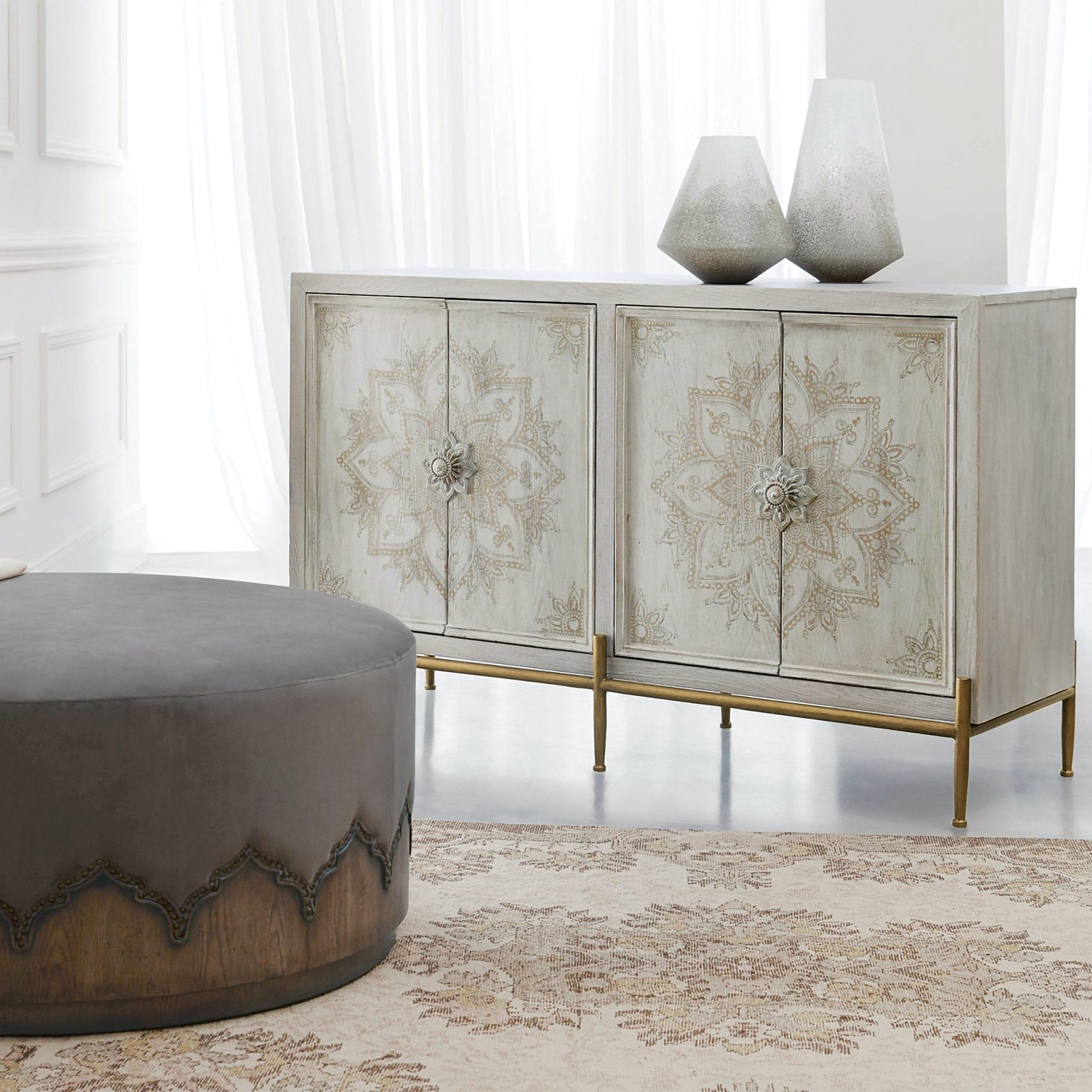 Hooker Furniture Melange 92'' Sideboard & Reviews | Perigold intended for Hooker Furniture 628-85126-92 Melange 48"W 2 Door Mango Wood - German Silver