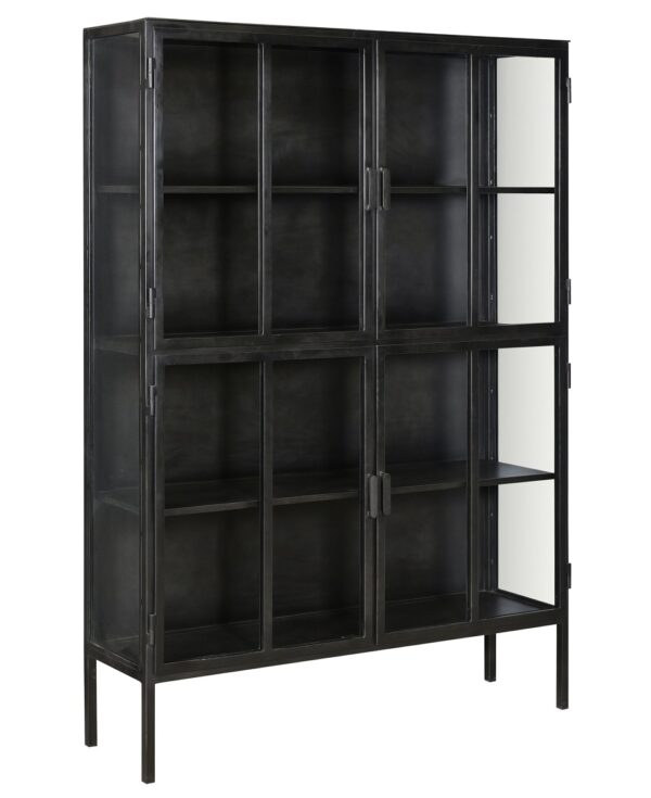 Large Black Iron And Glass Cabinet | Terra Nova Designs inside The Art of Displaying Dishes and Artifacts Behind Clear Glass Panels