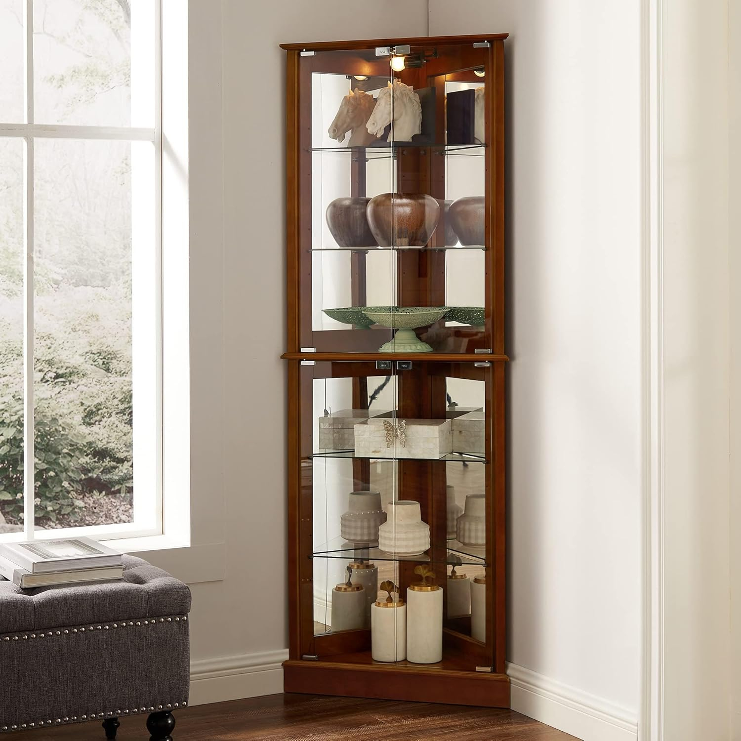 Lighted Corner Curio Display Cabinet With Doors, 6 Philippines | Ubuy with Why adjustable shelving and vertical panes are essential for showcasing fragile memorabilia