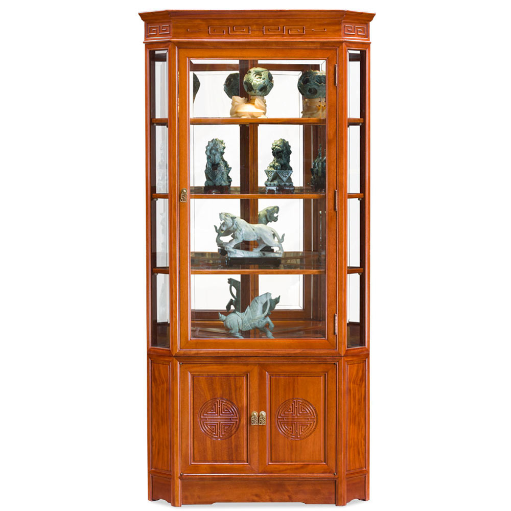 Longevity Carved Corner Cabinet | China Furniture Online inside Natural Rosewood Reveals a Story Through Its Unique Grain