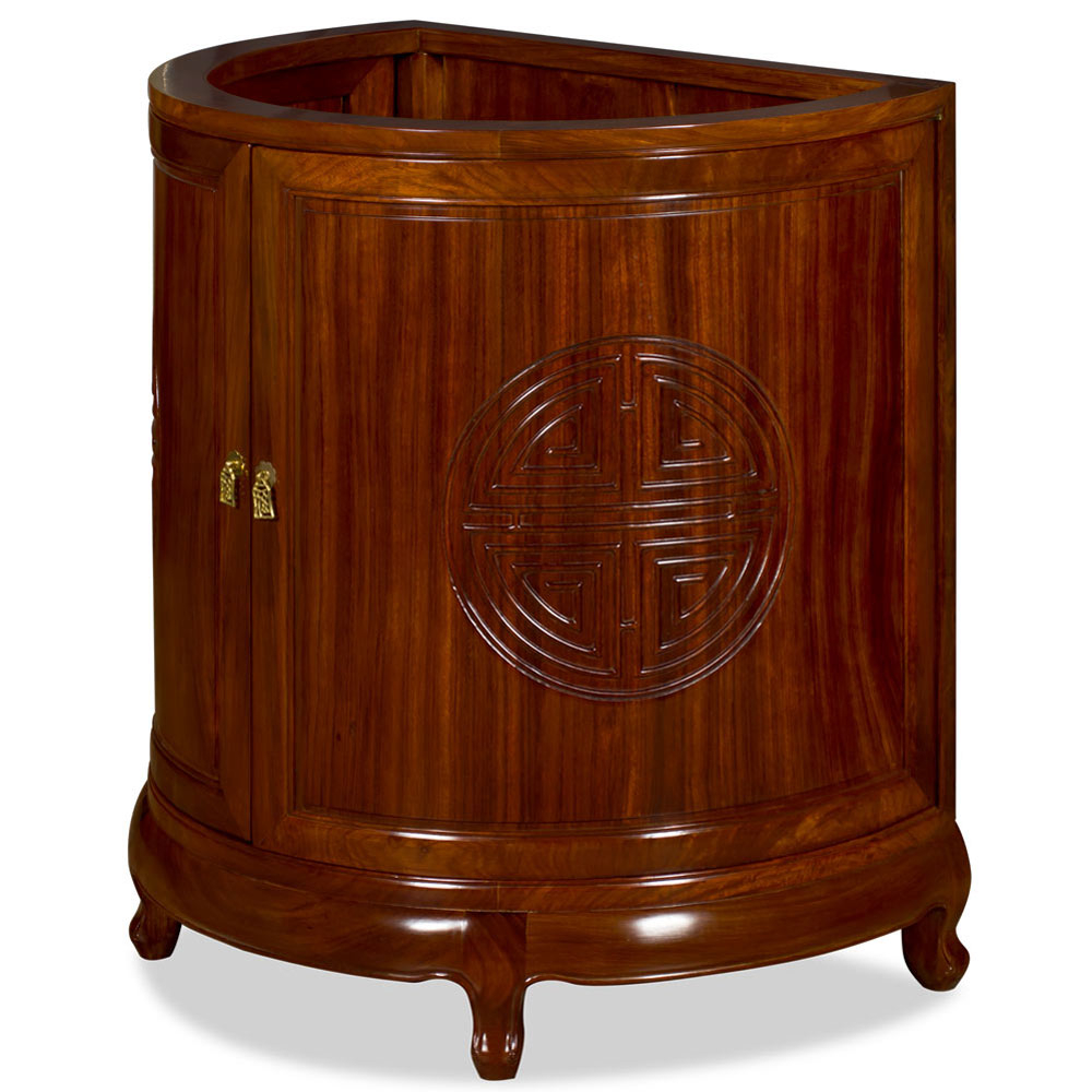 Natural Rosewood Longevity Half Moon Chinese Vanity Cabinet within Natural Rosewood Reveals a Story Through Its Unique Grain