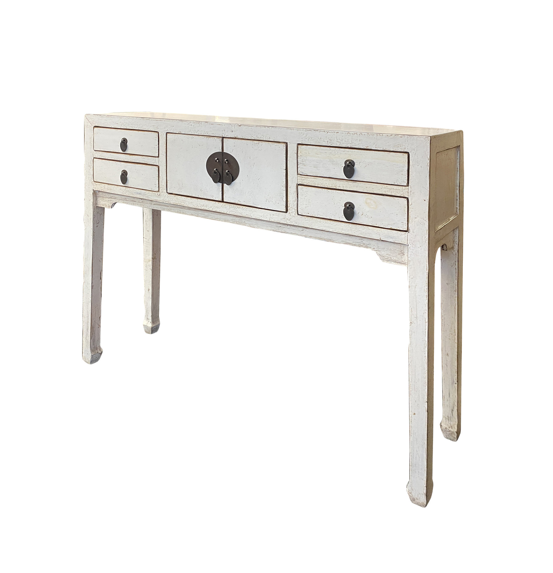 Oriental Rustic Off White Lacquer Drawers Slim Foyer Side Table Hcs6191 ... with Oriental Shabby Chic Rustic Off White Cream Lacquer Glass Cabinet Hcs5847