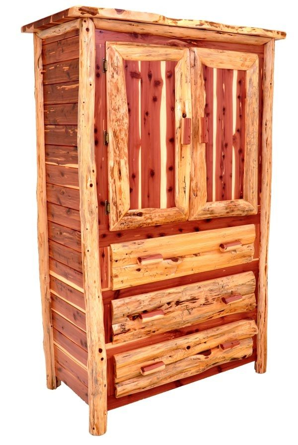 Red Cedar Armoire - 2 Door 3 Drawer - Item # Ar05012 | Cedar Furniture ... within The Artisanal Craftsmanship Behind Modern Red Cedar Log Hutches