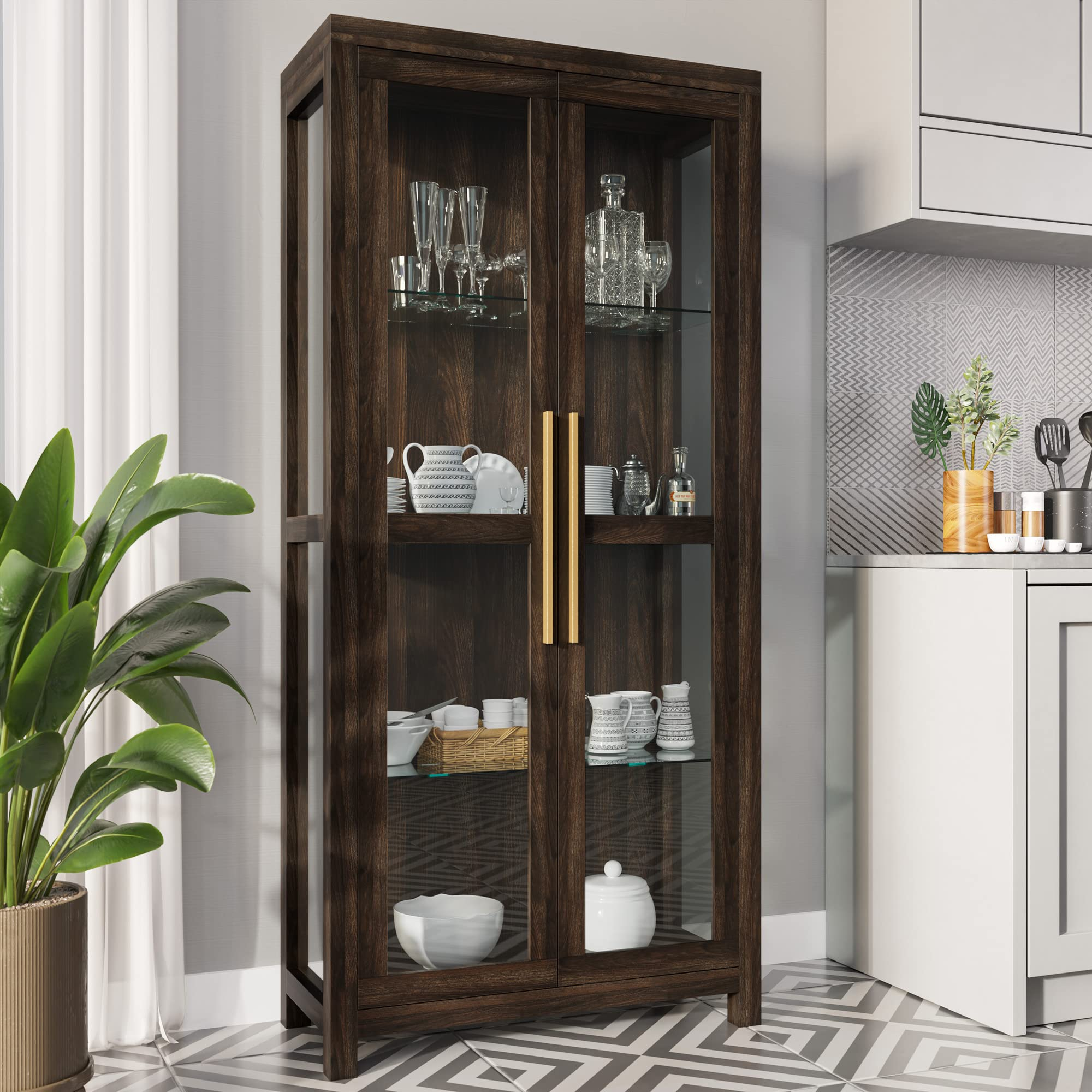 Snapklik.com : Belleze Glass Display Cabinet, Tall Curio Cabinet regarding The quiet tradition behind the new waist height update on Cresheim display furniture