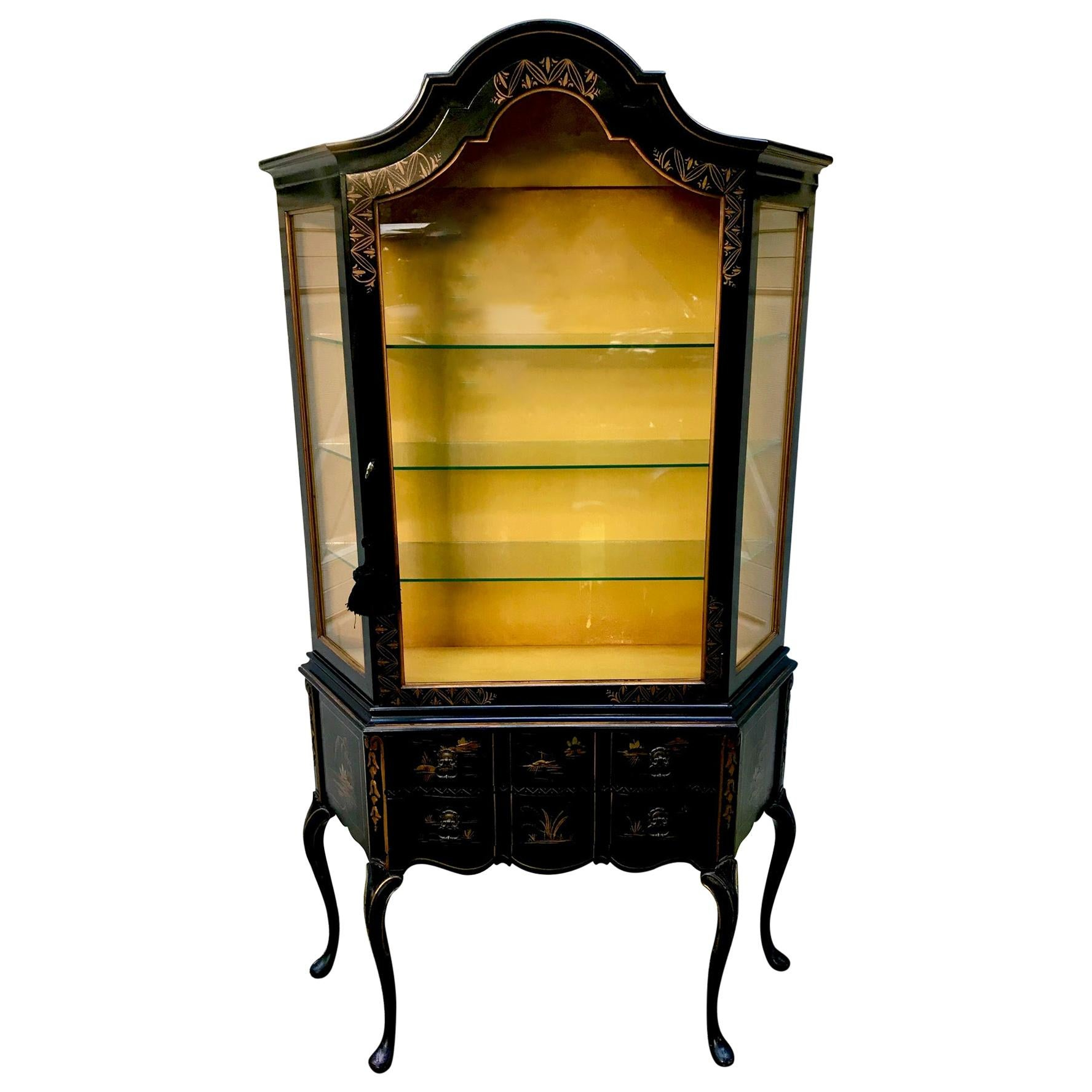 Stunning Black And Gold Chinoiserie Curio Cabinet Vitrine At 1Stdibs ... inside The Intersection of Tradition and Innovation in Modern Bookcase Design