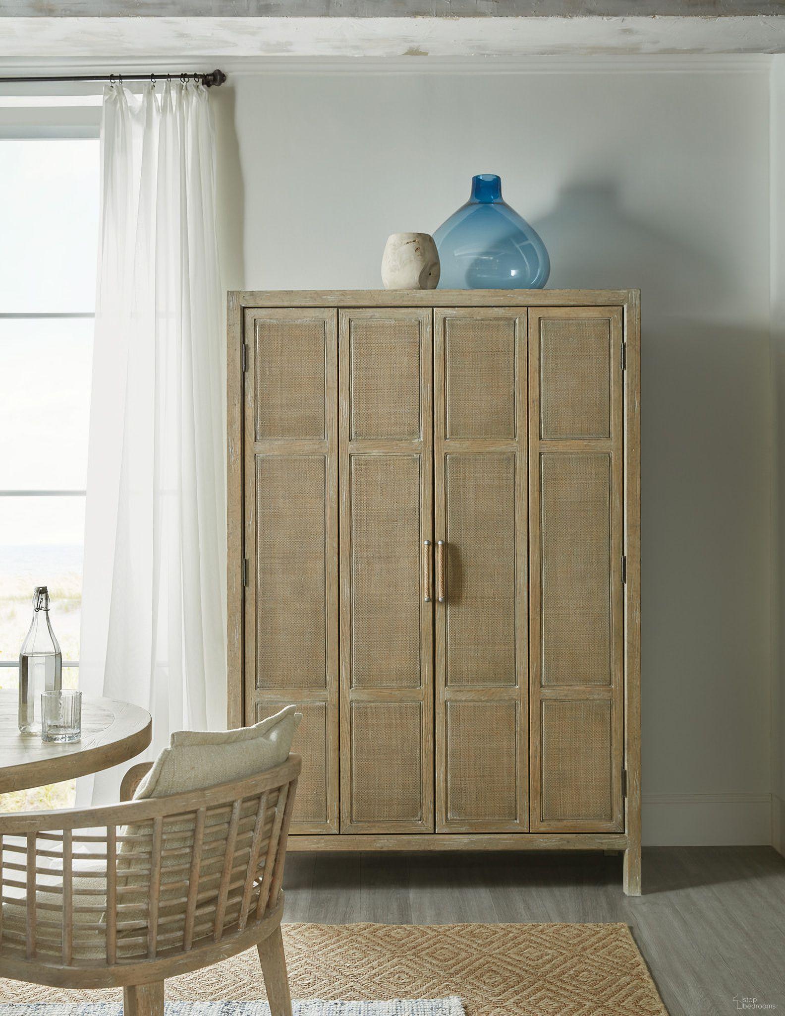 Surfrider Bar Cabinet By Hooker | 1Stopbedrooms throughout What makes the Pecan veneer finish on the Surfrider cabinet so timeless