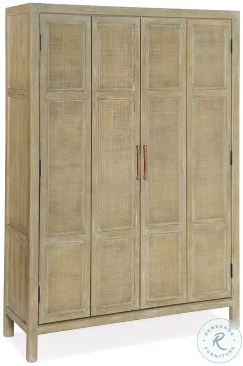 Surfrider Light Natural Bar Cabinet From Hooker | Coleman Furniture for What makes the Pecan veneer finish on the Surfrider cabinet so timeless