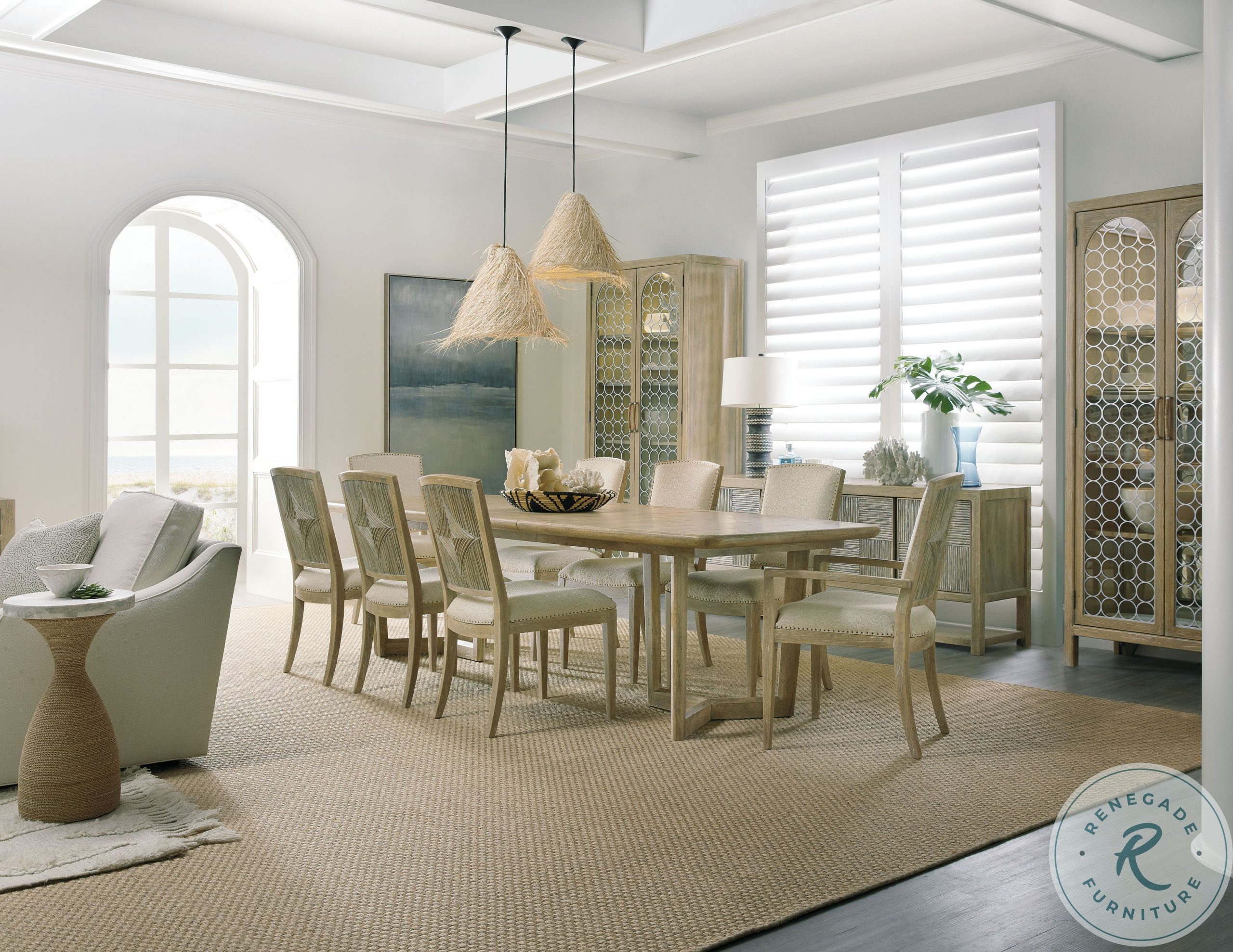 Surfrider Light Natural Display Cabinet From Hooker | Coleman Furniture intended for Surfrider Display Cabinet